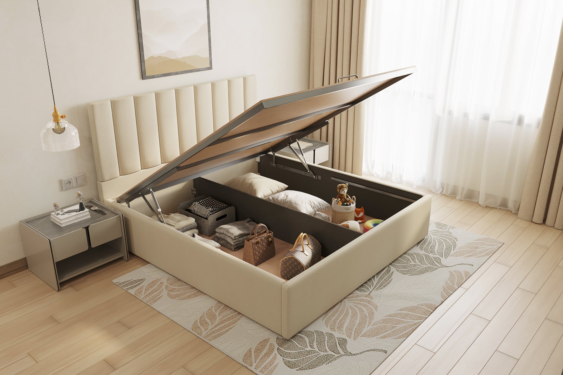 Augustus Bed (Fully Upholstered) 50+ colour options - Queen Size - Furnishka 