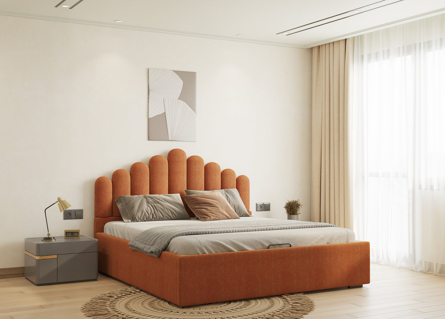 Dora Bed (Fully Upholstered) 50+ colour options - Queen Size - Furnishka 