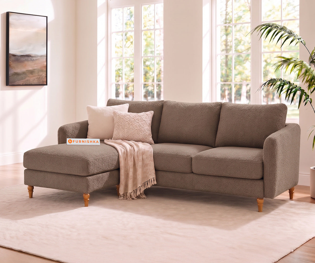 Flora 2 Seater Sectional Sofa LHS - Taupe Beige