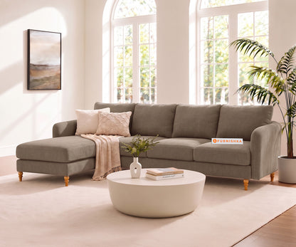 Flora 3 Seater Sectional Sofa LHS - Taupe Beige