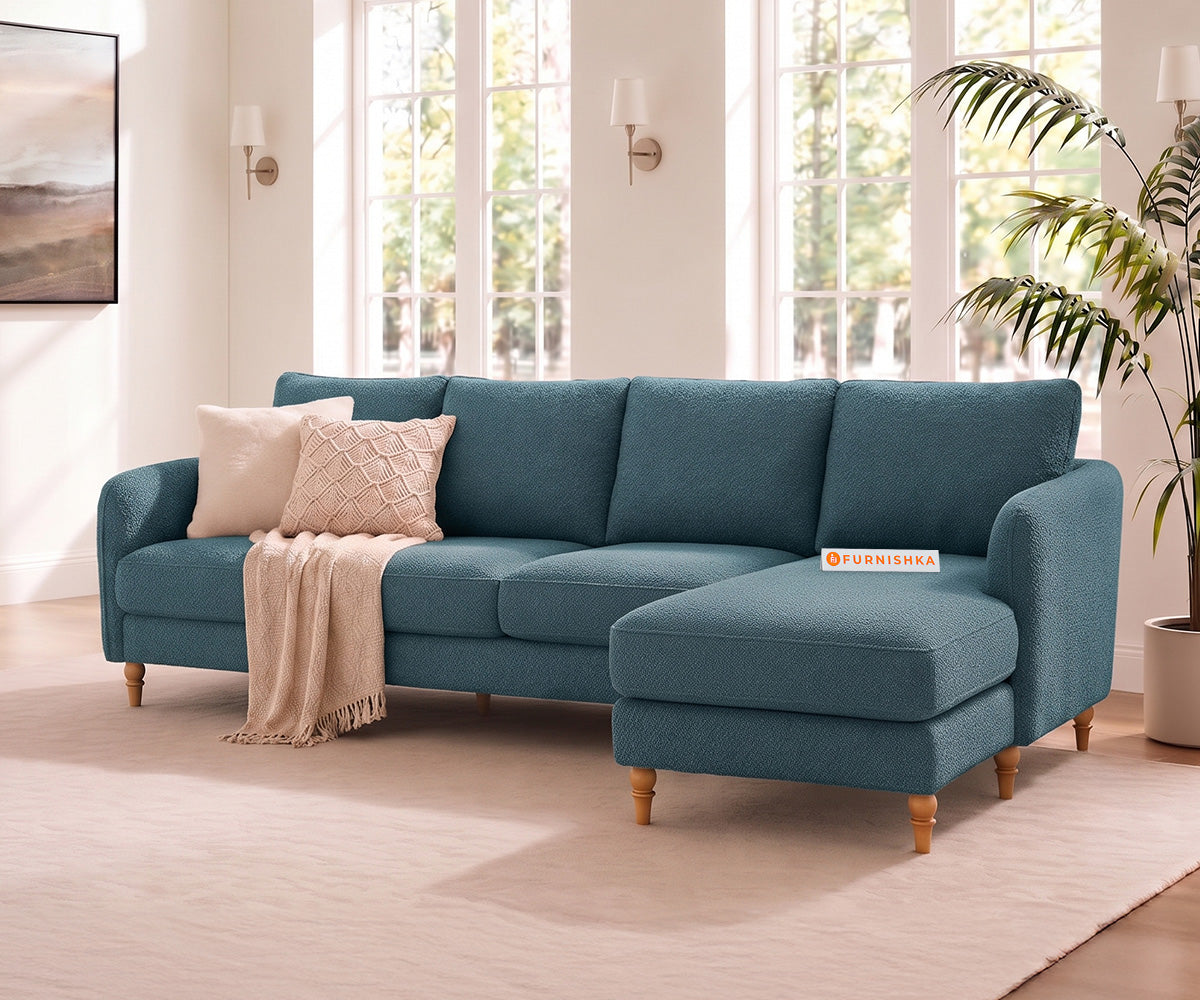 Flora 3 Seater Sectional Sofa RHS - Vintage Aqua