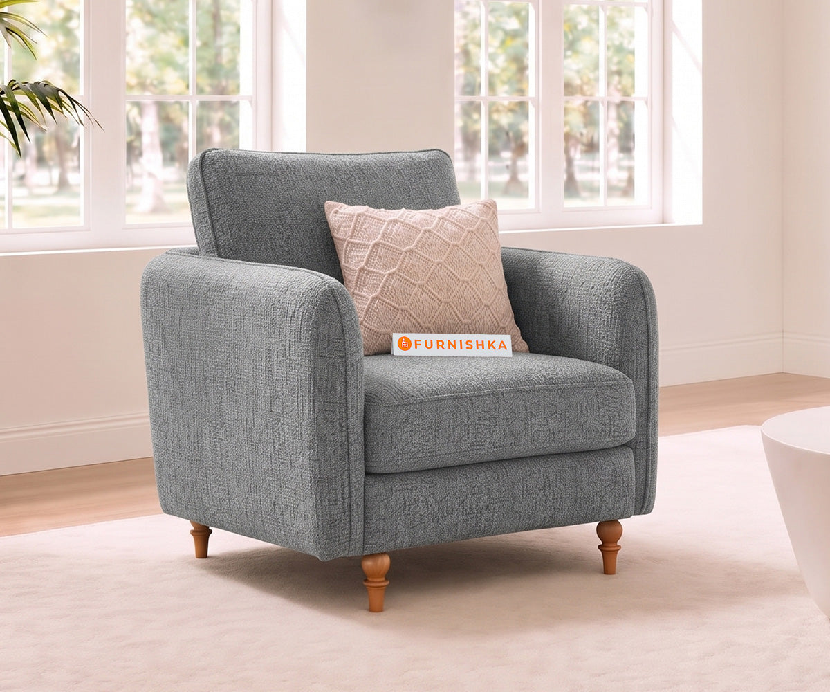 Flora 1 Seater Sofa in Silver Grey