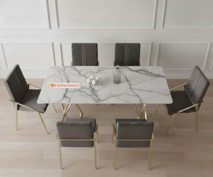 Dolce 6 Seater Dining Sets with Indian Banswara Marble Top