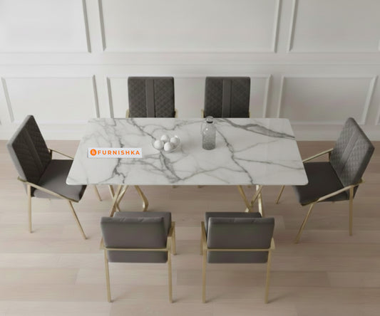 Dolce 6 Seater Dining Sets with Indian Banswara Marble Top