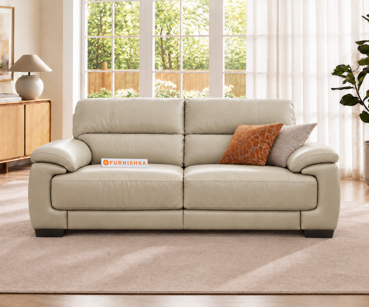 Derby 2 Seater Leather Sofa in Silver