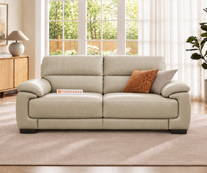 Derby 2 Seater Leather Sofa in Silver