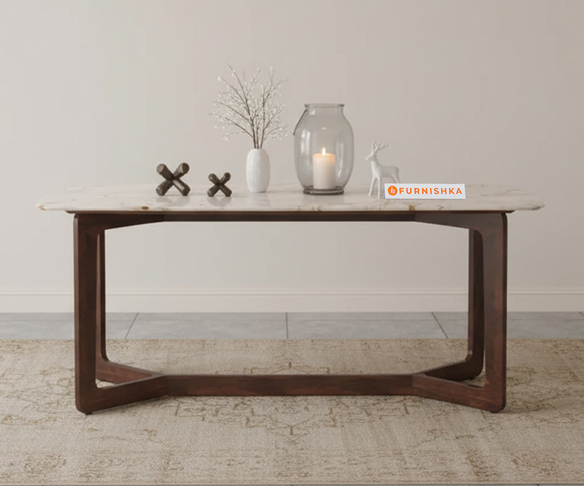 Vetra 6 Seater Dining Sets with Rosalia Gold Engineered Marble Top