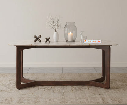 Vetra 6 Seater Dining Sets with Rosalia Gold Engineered Marble Top