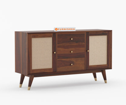 Jarvis Sheesham Wood Cane Cabinet and Sideboard