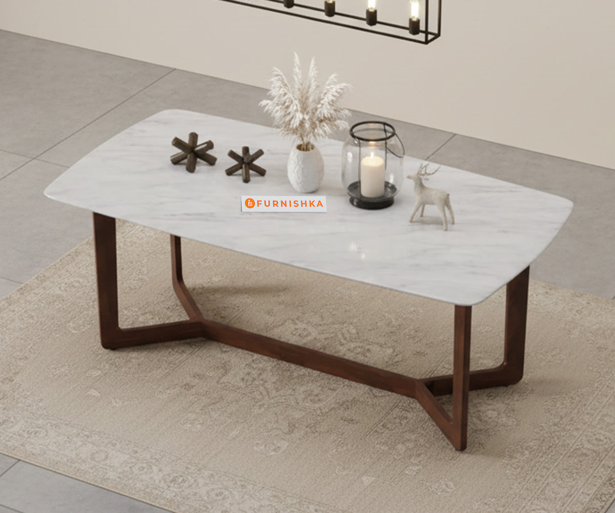 Vetra 6 Seater Dining Sets with White Engineered Marble Top