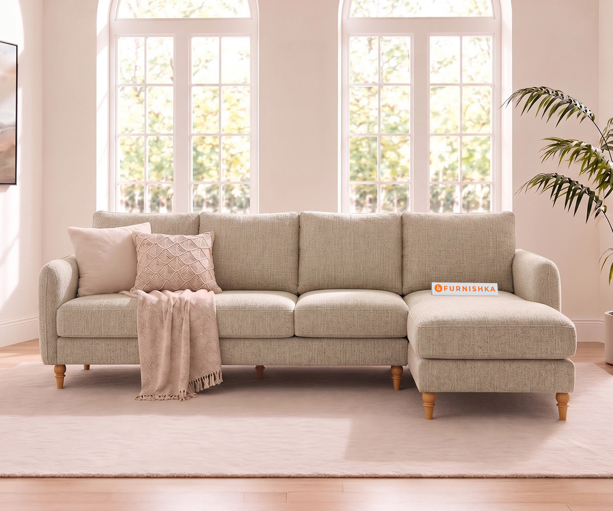 Flora 3 Seater Sectional Sofa LHS - Bone White