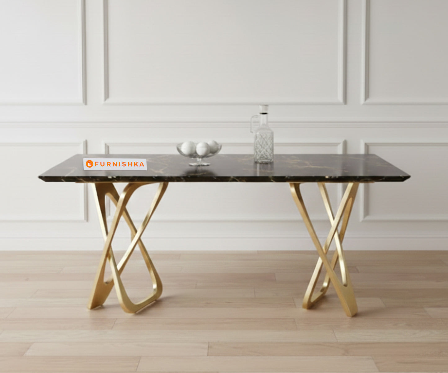 Dolce 6 Seater Dining Sets with Black Engineered Marble Top