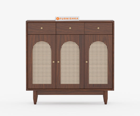 Laurel Solid Wood Acacia Cane Cabinet and Sideboard