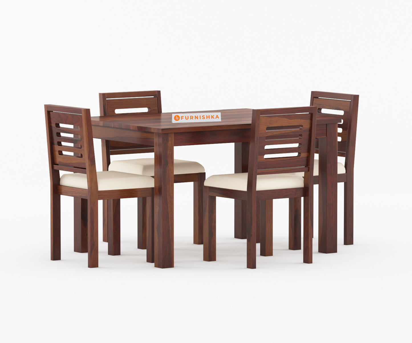 Daria Sheesham Wood 4 Seater Dining Sets With Cushion Top Chairs