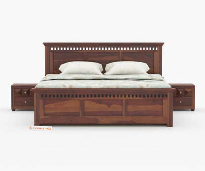 Adi Sheesham Wood Bed with Hydraulic Storage - Queen Size - Furnishka 