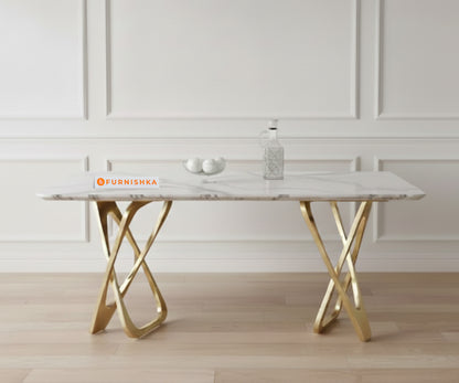 Dolce 4seater Dining Sets with Quartz Marble Top Gold Finish