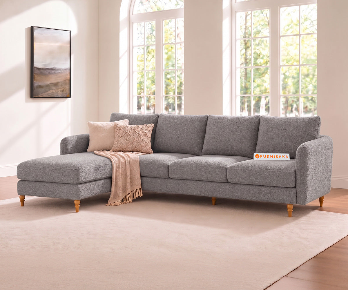 Flora 3 Seater Sectional Sofa LHS - Silver Grey