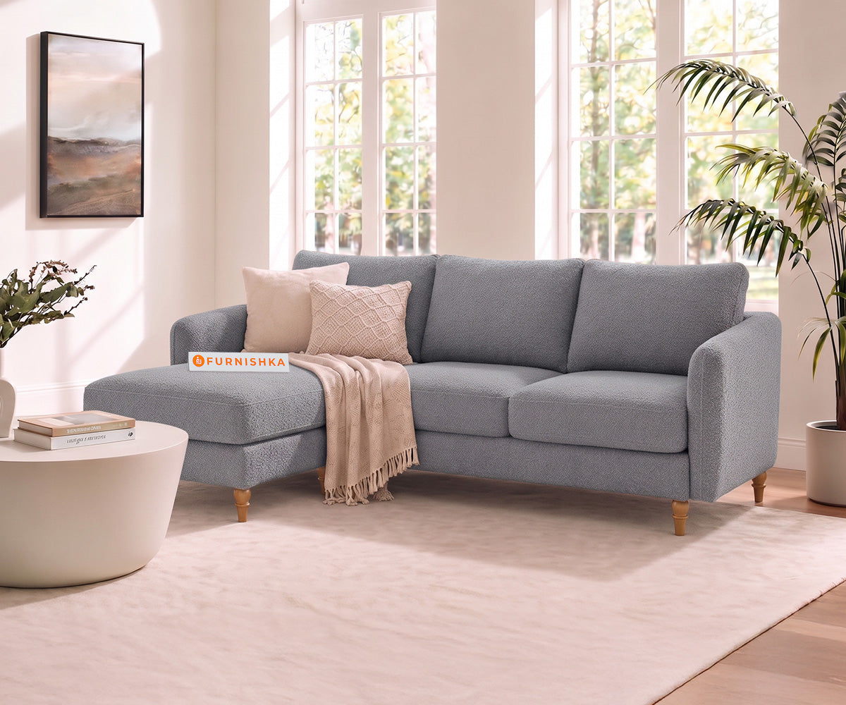 Flora 2 Seater Sectional Sofa LHS - Silver Grey