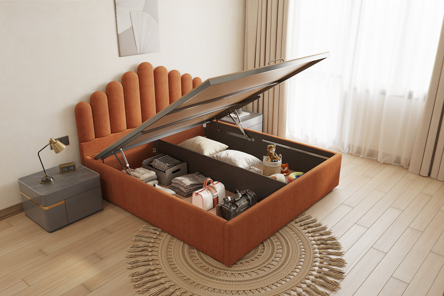 Dora Bed (Fully Upholstered) 50+ colour options - Queen Size - Furnishka 