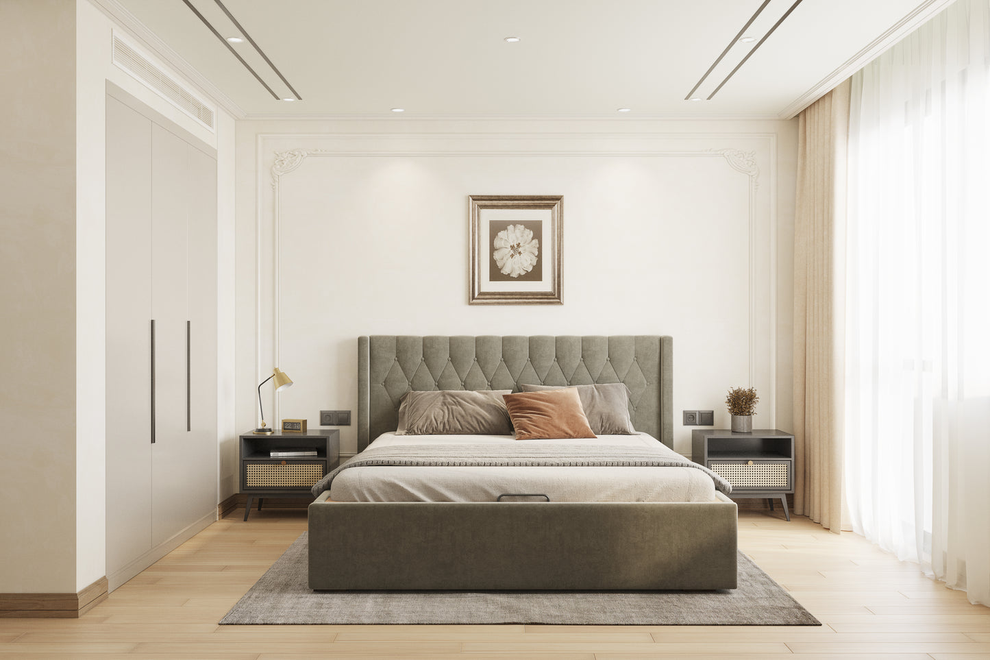 Samawi Bed (Fully Upholstered) 50+ colour options - King Size - Furnishka 