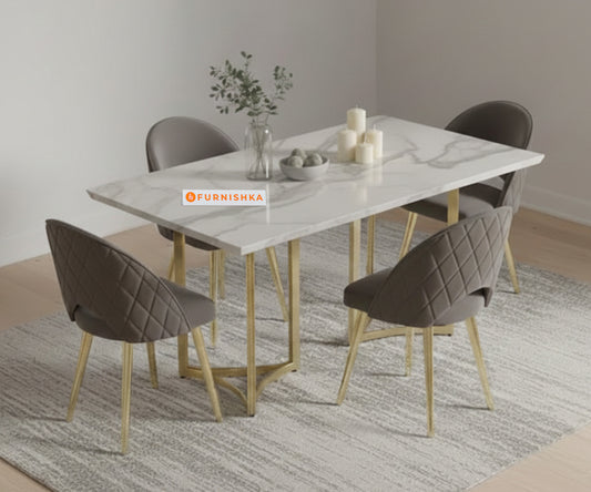 Nexus 4 Seater Dining Sets with White Engineered Marble Top