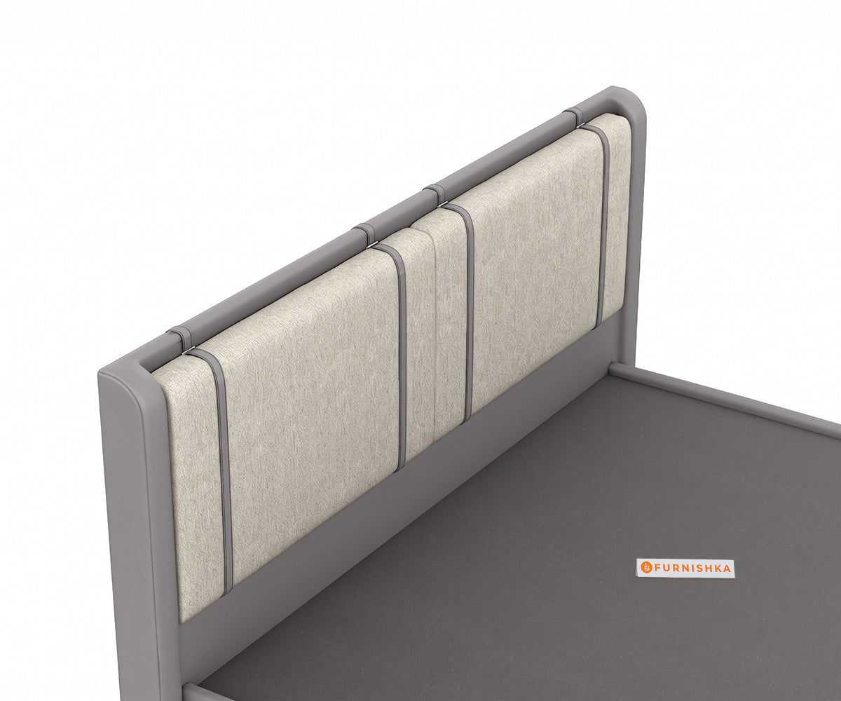 Vero Queen Hydraulic Upholstered Bed in Infinity Grey and Bone White
