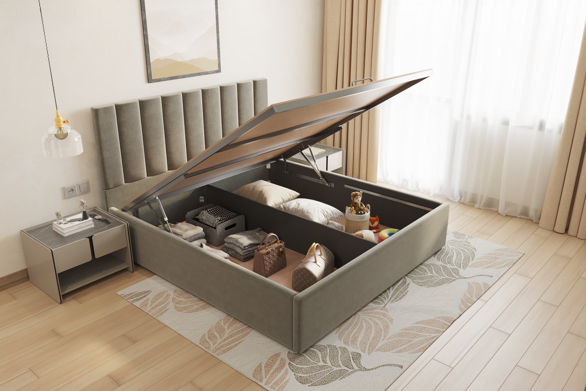 Augustus Bed (Fully Upholstered) 50+ colour options - Queen Size - Furnishka 