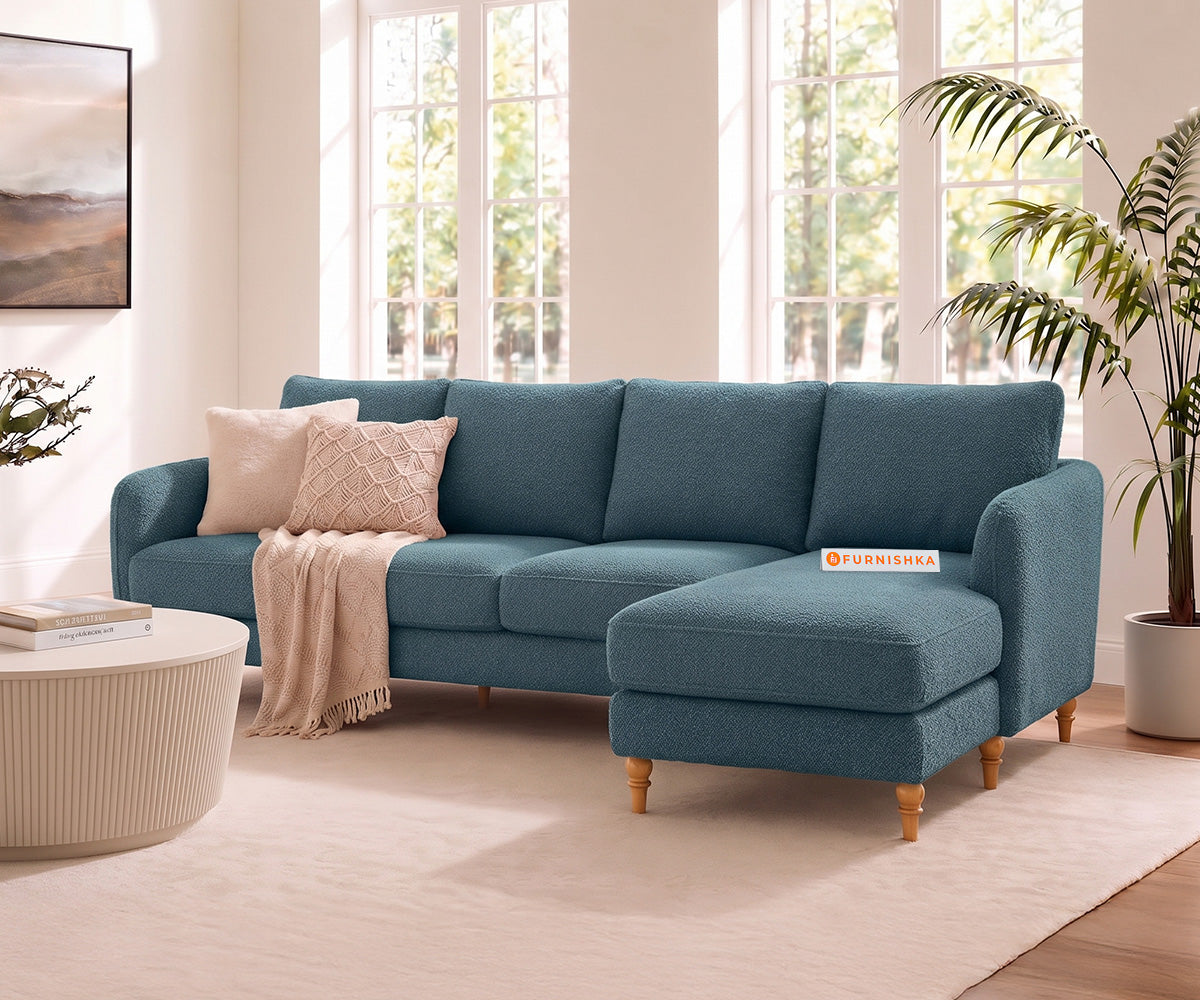 Flora 3 Seater Sectional Sofa RHS - Vintage Aqua