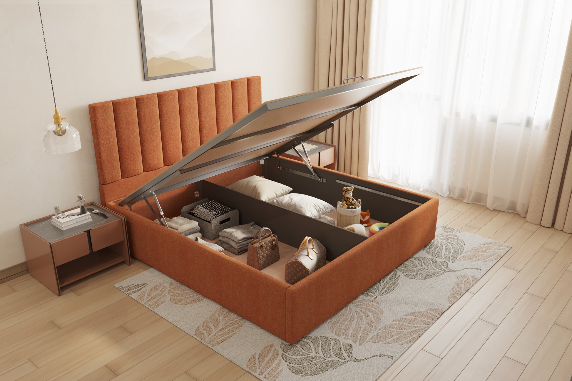 Augustus Bed (Fully Upholstered) 50+ colour options - Queen Size - Furnishka 