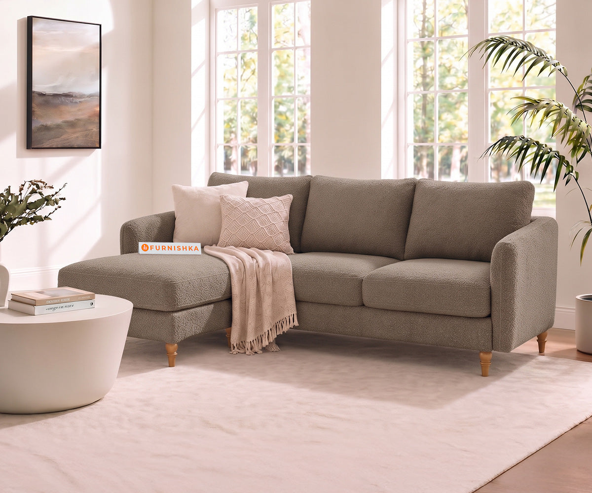Flora 2 Seater Sectional Sofa LHS - Taupe Beige
