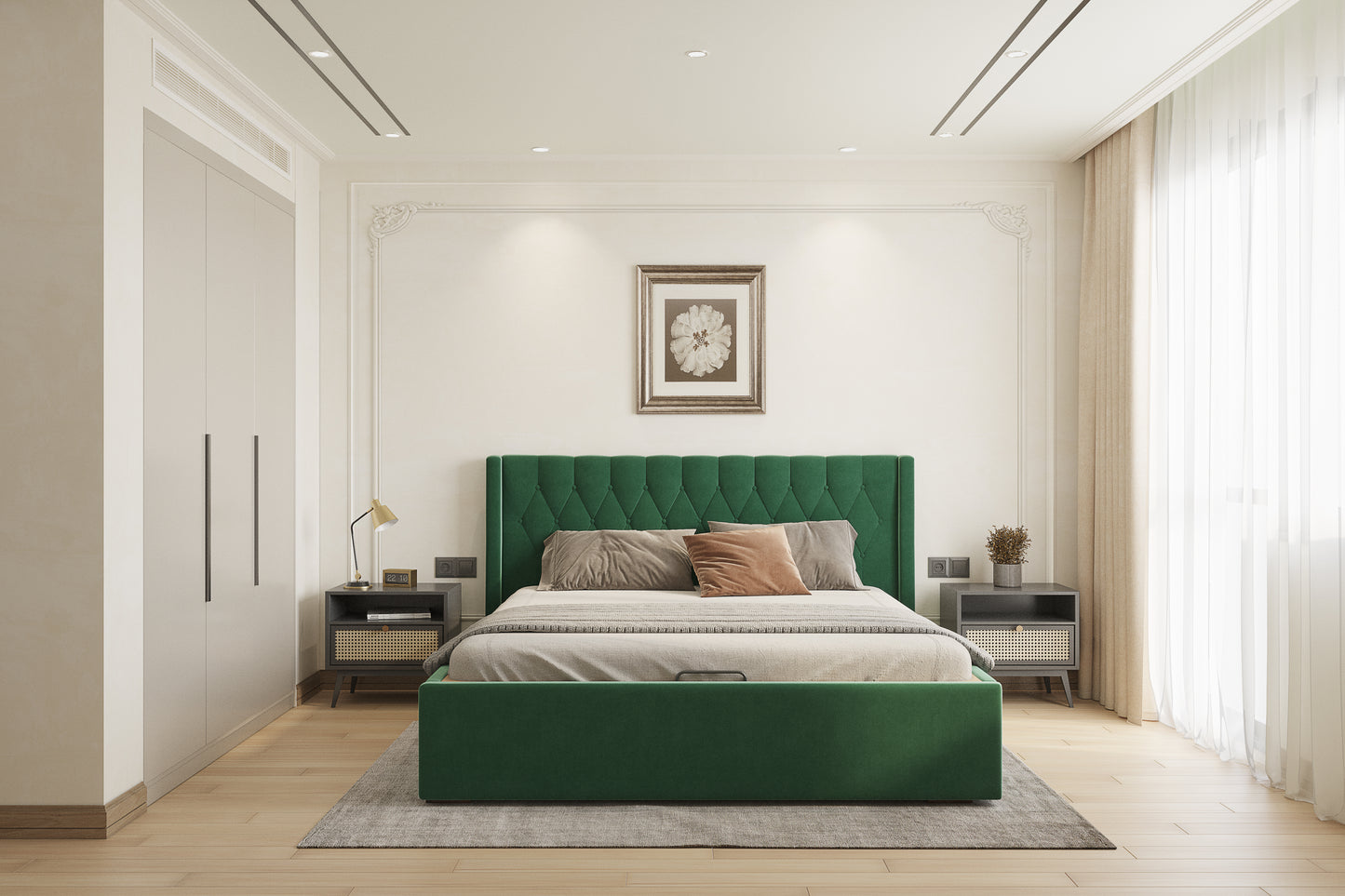 Samawi Bed (Fully Upholstered) 50+ colour options - King Size - Furnishka 