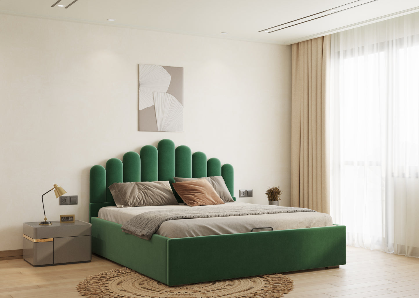 Dora Bed (Fully Upholstered) 50+ colour options - Queen Size - Furnishka 