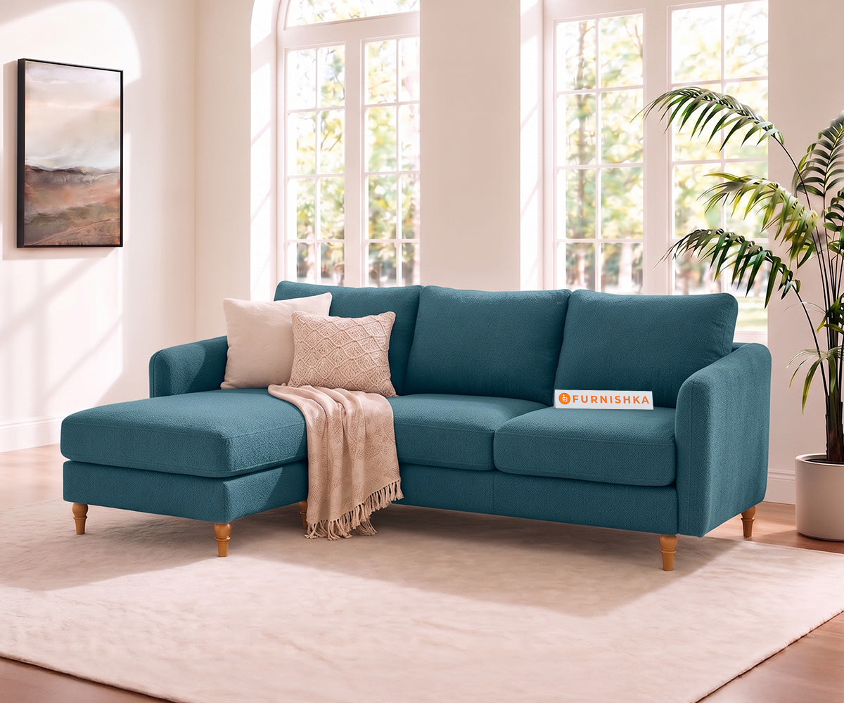 Flora 2 Seater Sectional Sofa LHS - Vintage Aqua