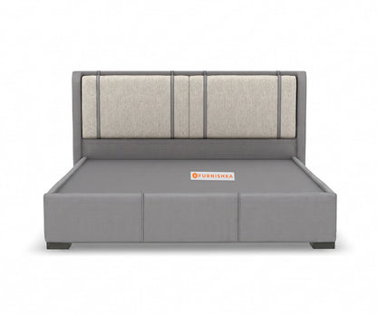 Vero King Hydraulic Upholstered Bed in Infinity Grey and Bone White