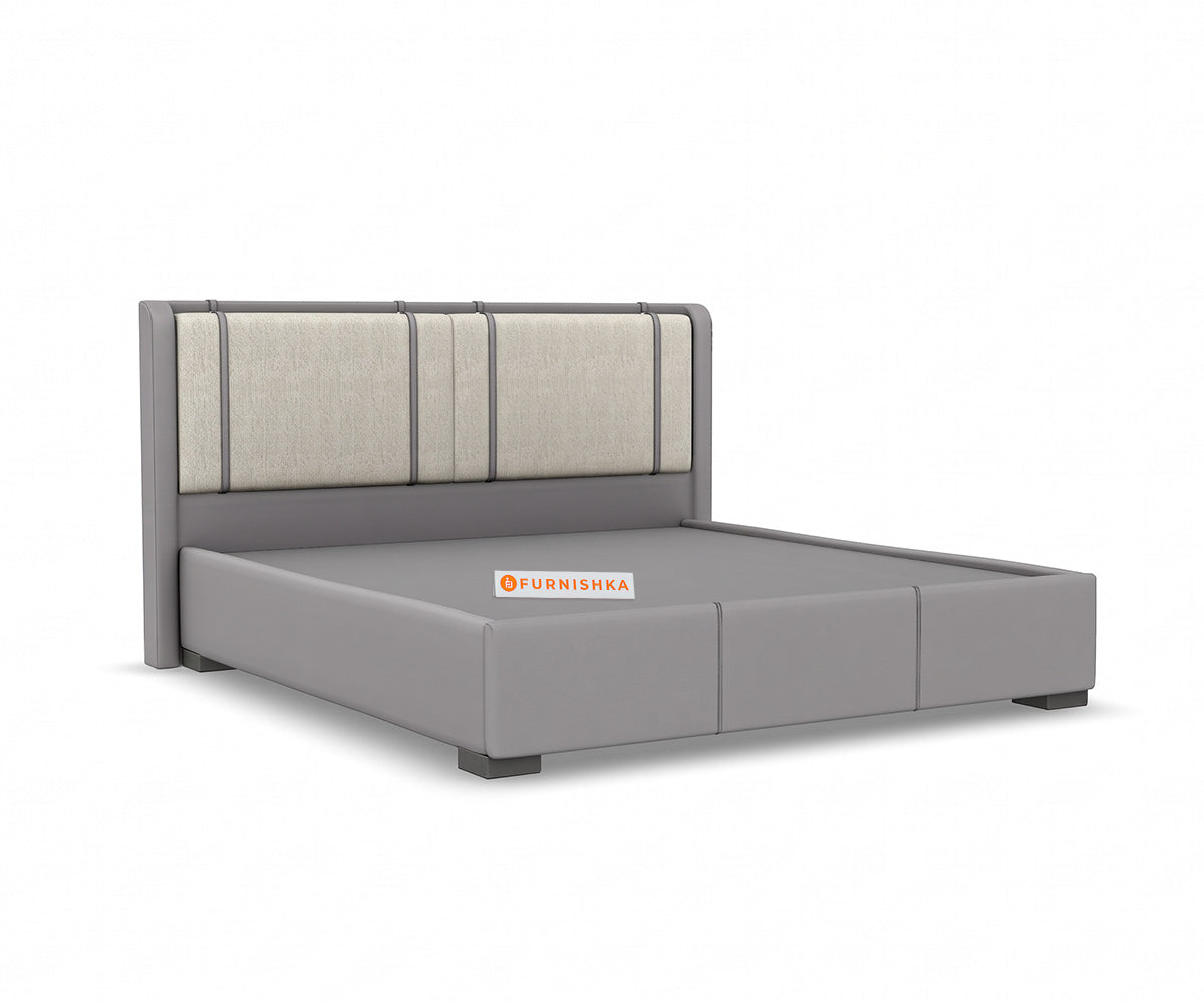 Vero King Hydraulic Upholstered Bed in Infinity Grey and Bone White