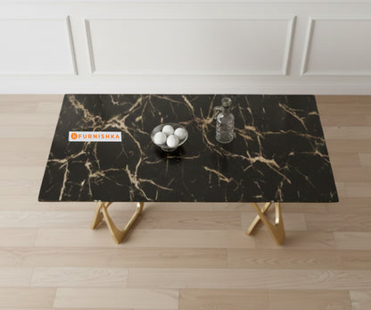 Dolce 6 Seater Dining Sets with Black Engineered Marble Top