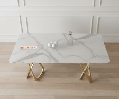 Dolce 6 Seater Dining Sets with White Engineered Marble Top