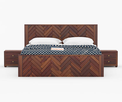 Myra Sheesham Wood Bed Hydraulic Storage - King Size - Furnishka 