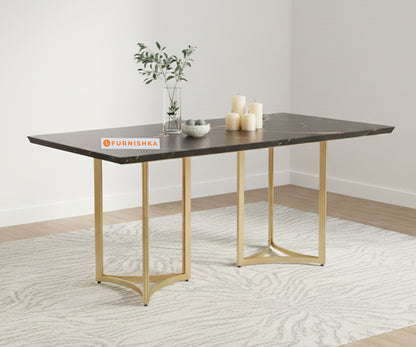 Nexus 4 Seater Dining Sets with Black Engineered Marble Top