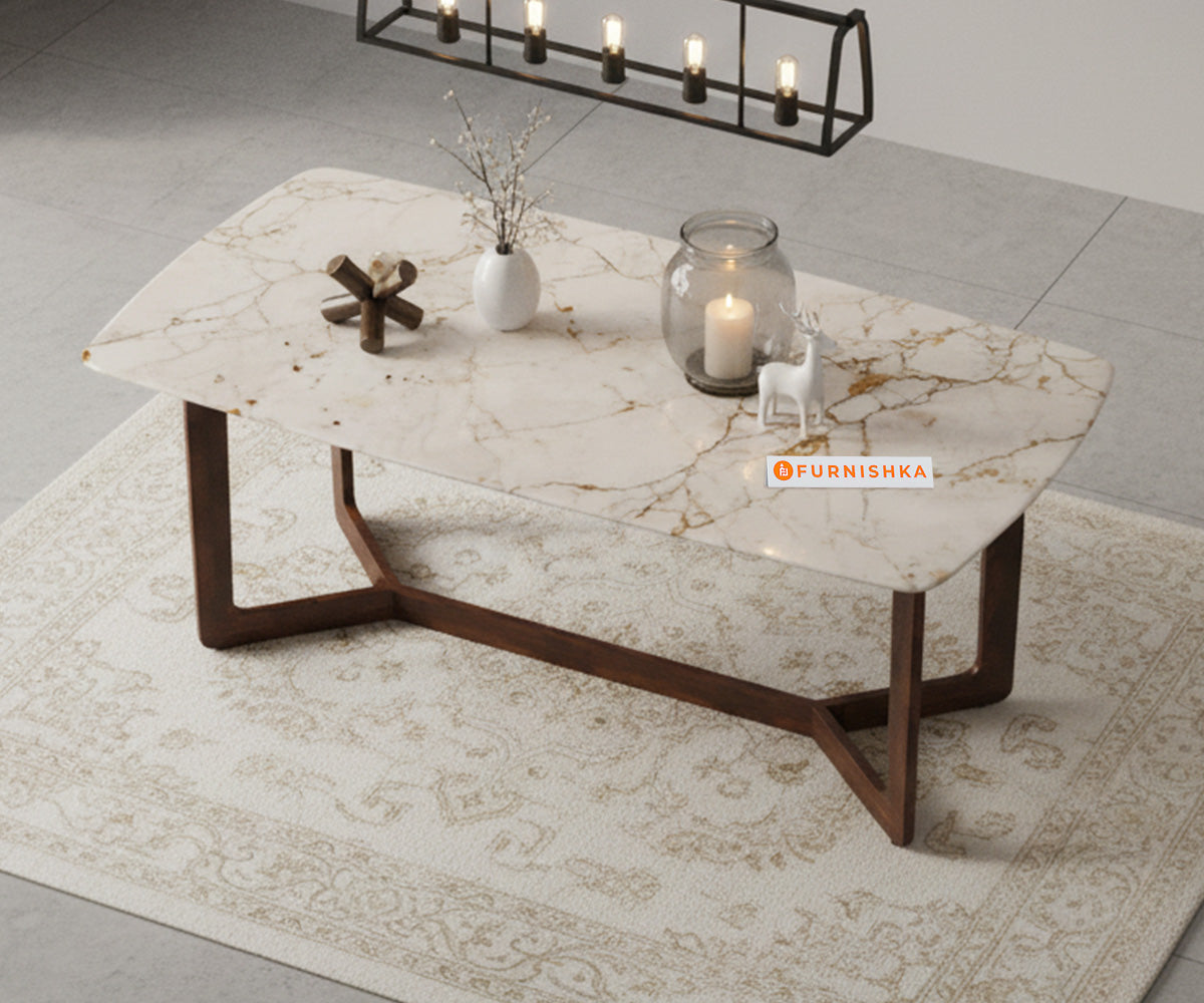 Vetra 6 Seater Dining Sets with Rosalia Gold Engineered Marble Top