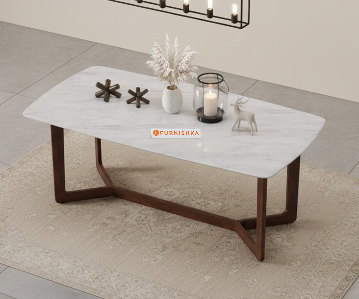 Vetra 6 Seater Dining Sets Compact with White Engineered Marble Top