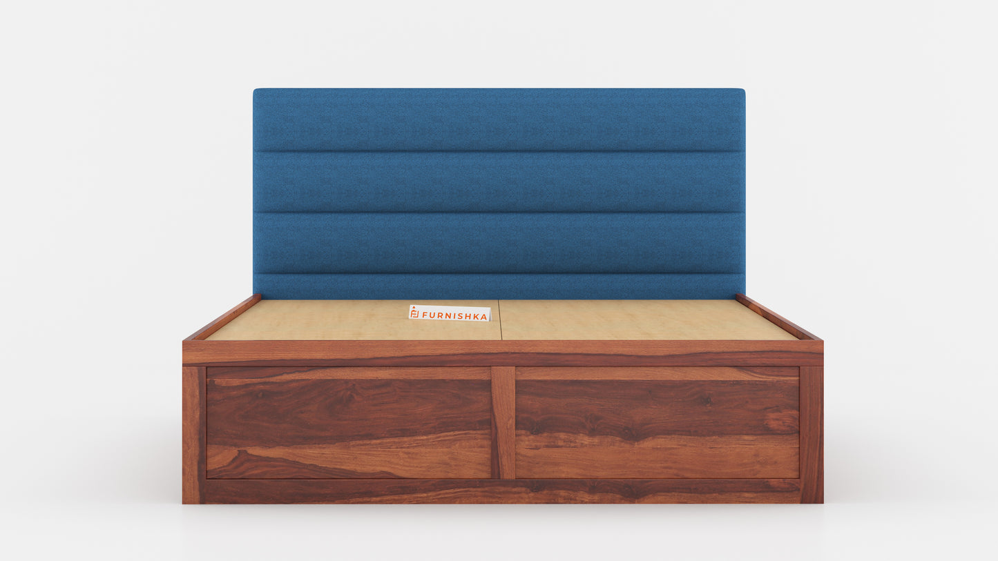 Niva Sheesham Wood bed with Upholstered headboard Drawer Storge Queen Size