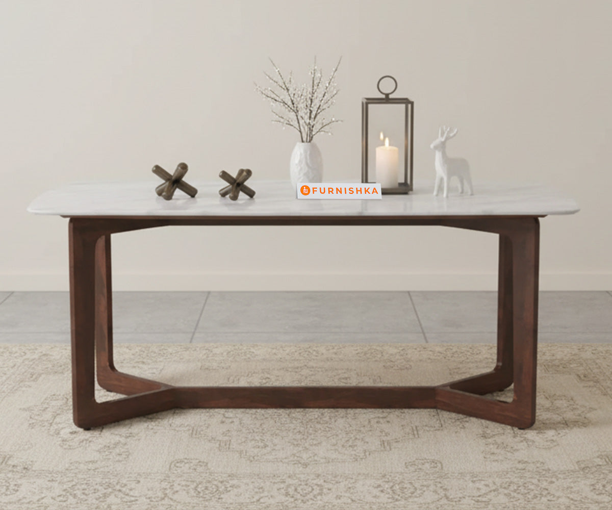 Vetra 6 Seater Dining Sets with White Engineered Marble Top