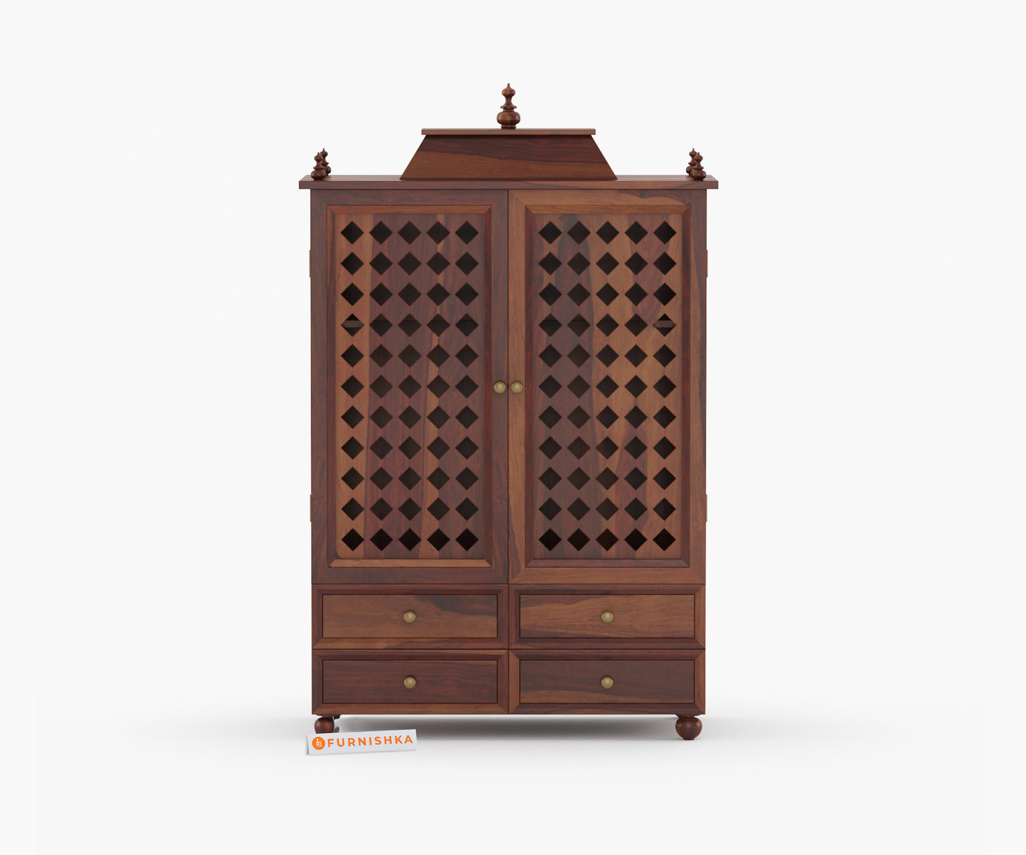 Shree Sheesham Wood Home Temple (Brown Finish)