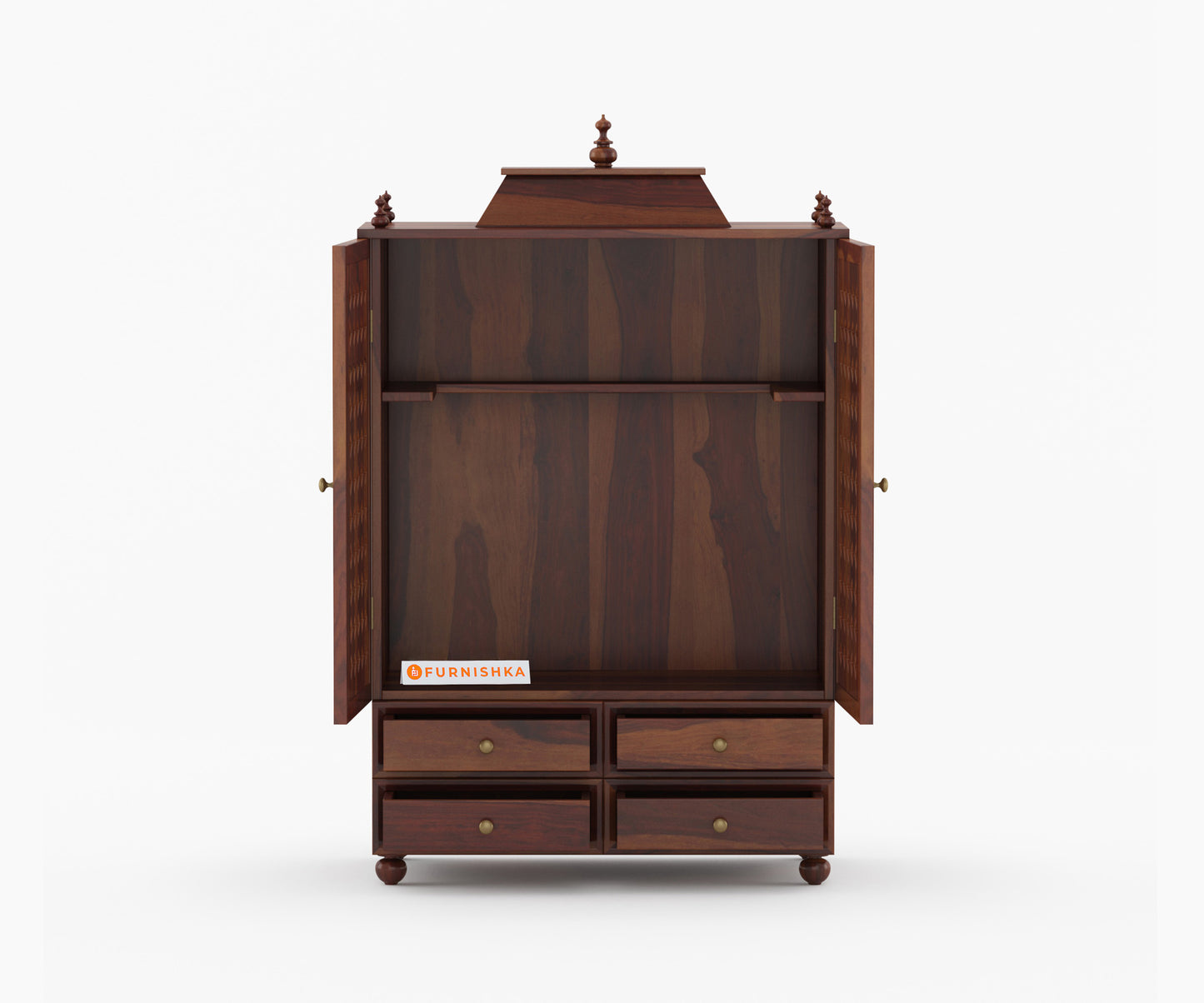 Shree Sheesham Wood Home Temple (Brown Finish)