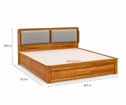 Eterno Teak Wood Hydraulic Bed King Size