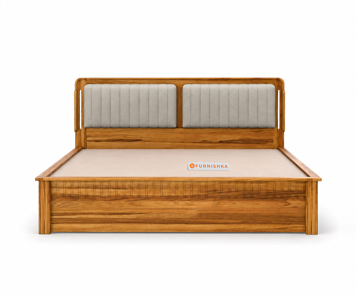 Eterno Teak Wood Hydraulic Bed Queen Size