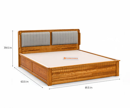 Eterno Teak Wood Hydraulic Bed Queen Size