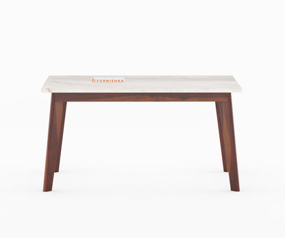 Vedha 6 Seater Indian Marble Top Dining Table with Sheesham Wood Legs