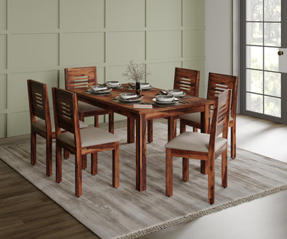 Akira Sheesham wood 6 Seater Dining Set with Kiara Sheesham wood Dining Chair - Furnishka 